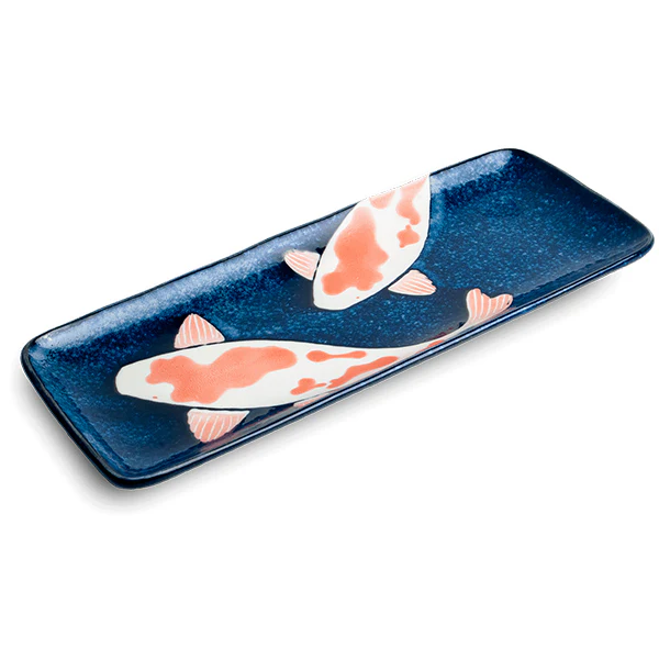 Assiette Plateau Rectangulaire Carpe Koi - Navy, 29.5cm