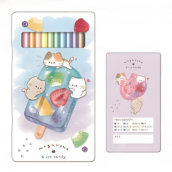 Boite de 12 Crayons à Couleur Chat Mogu Nyan - Ice Candy - Image 2