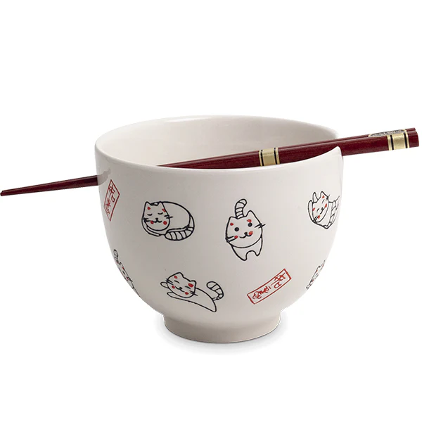 Bol Soba Neko Cat avec Baguettes, 13cm - Image 2