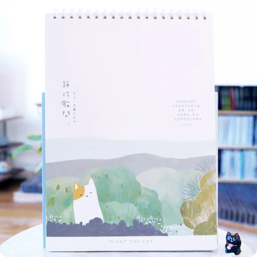Carnet Sketch book Chat - Plant the Cat, Summer