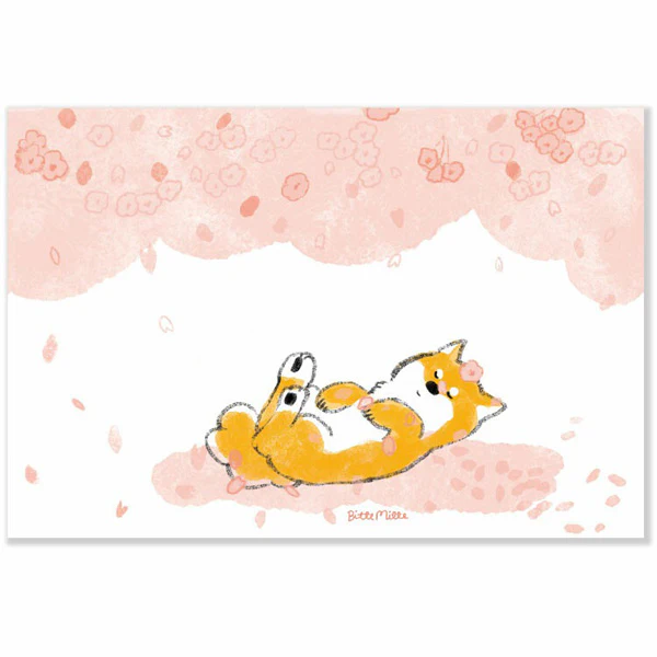 Carte de Vœux Momoro - Shiba & Fleur de Cerisier - Image 2
