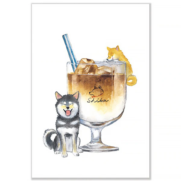 Carte de Vœux Shiba Inu & Ice Coffee