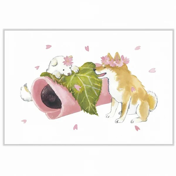 Carte de Vœux Shiba Inu & Wagashi