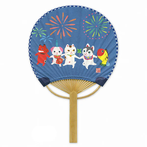 Carte Eventail Summer Time - Fireworks with Koma Inu - Image 2