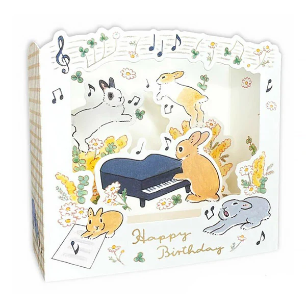 Carte Pop Up Rabbit Shinako Moriyama, Music - Birthday