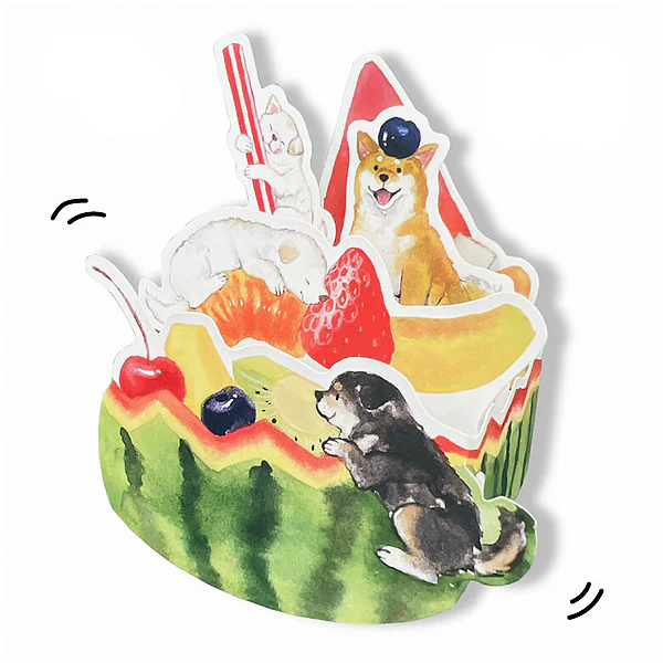 Carte Pop Up Summer Summer - Shiba Inu Fruits