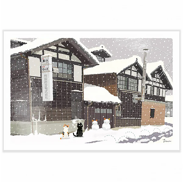 Carte Postale Chat - Bonhomme de Neige - Image 2