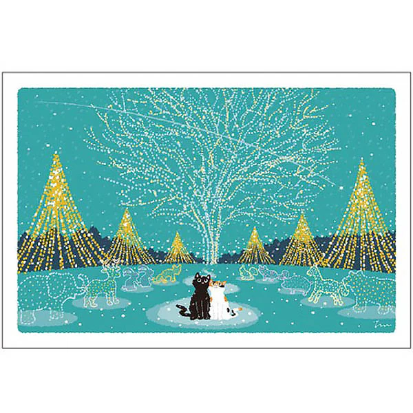 Carte Postale Chat - Forest Illumination