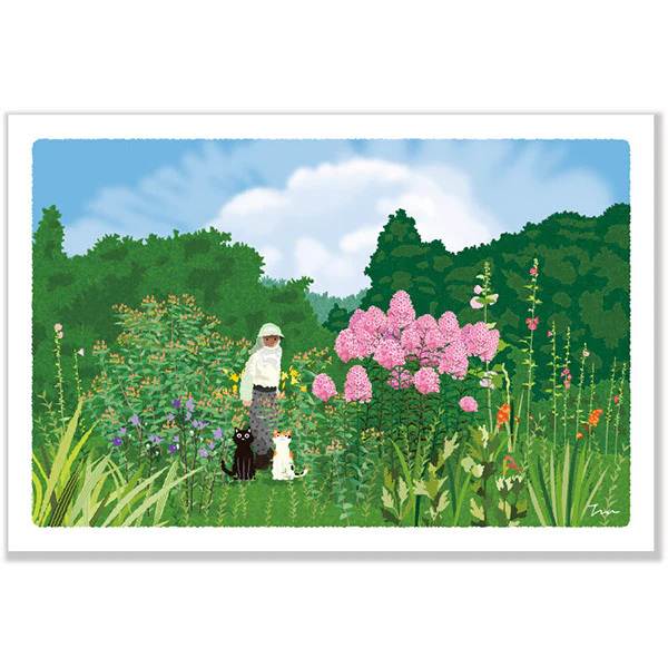 Carte Postale Chat - Garden