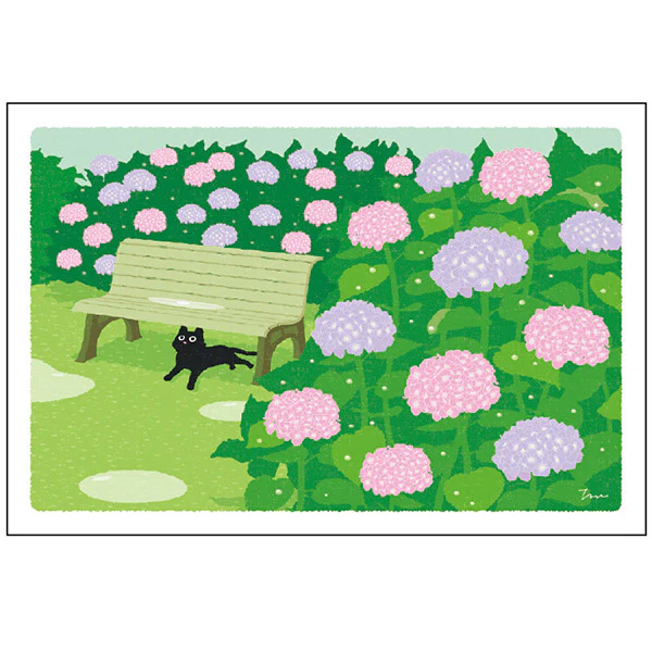 Carte Postale Chat - Hortensia