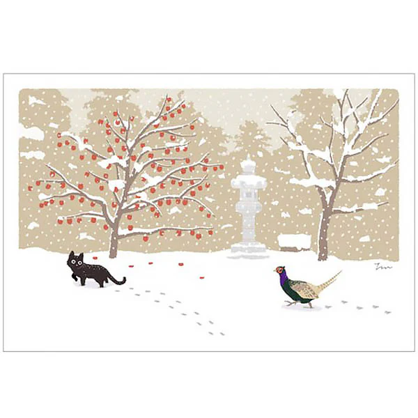 Carte Postale Chat - Neige