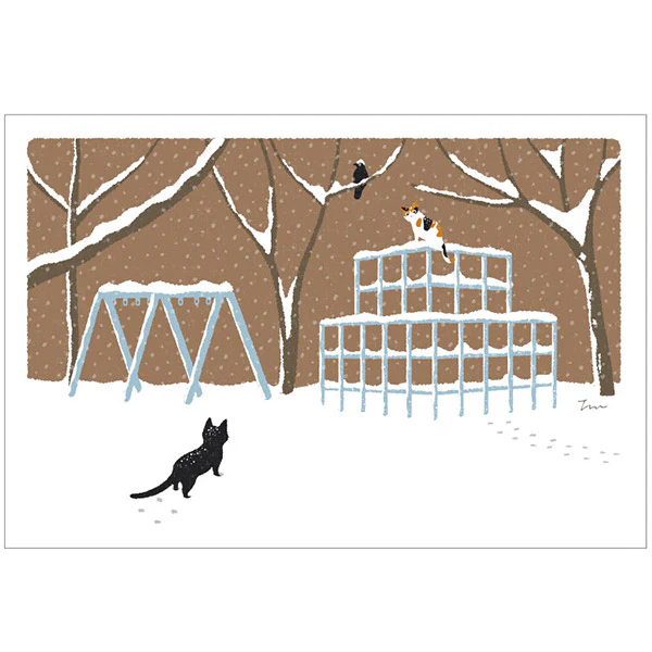 Carte Postale Chat - Snow Gym