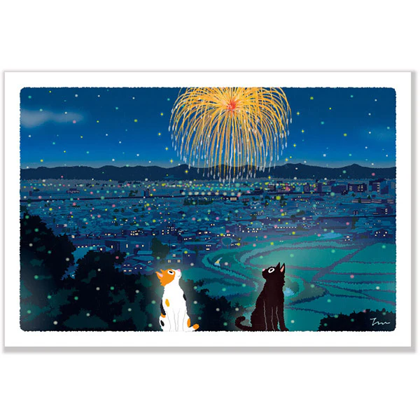 Carte Postale Chat - Summer Fireworks