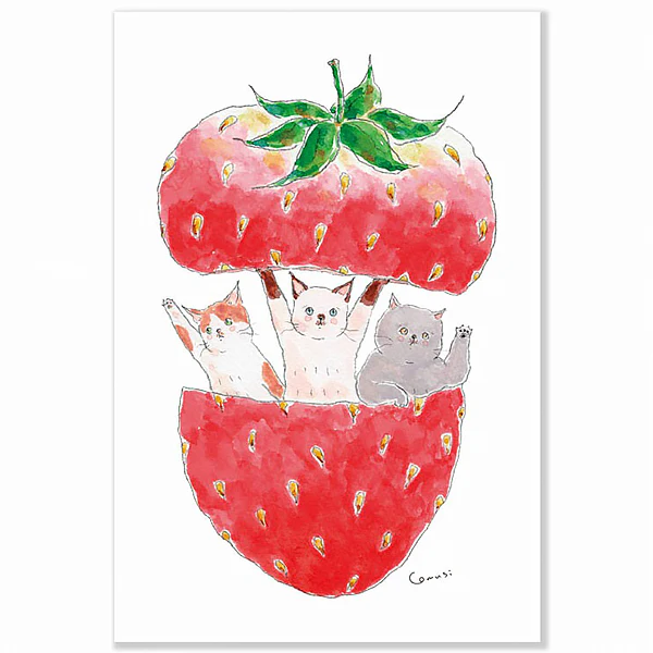 Carte Postale Chat Tokoro Komugi - Strawberry - Image 2