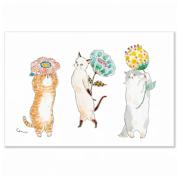 Carte Postale Chat Tokoro Komugi - Flowers - Image 2