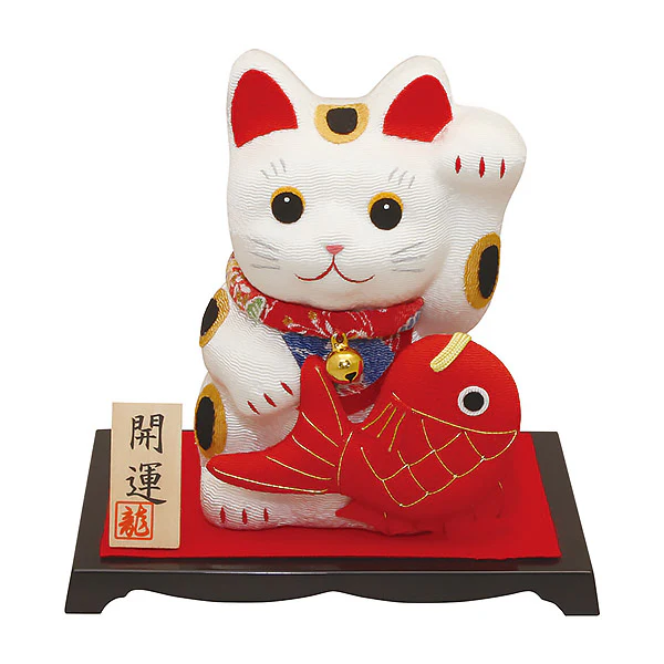 Figurine Chat Fuku & Carpe Rouge, Chirimen