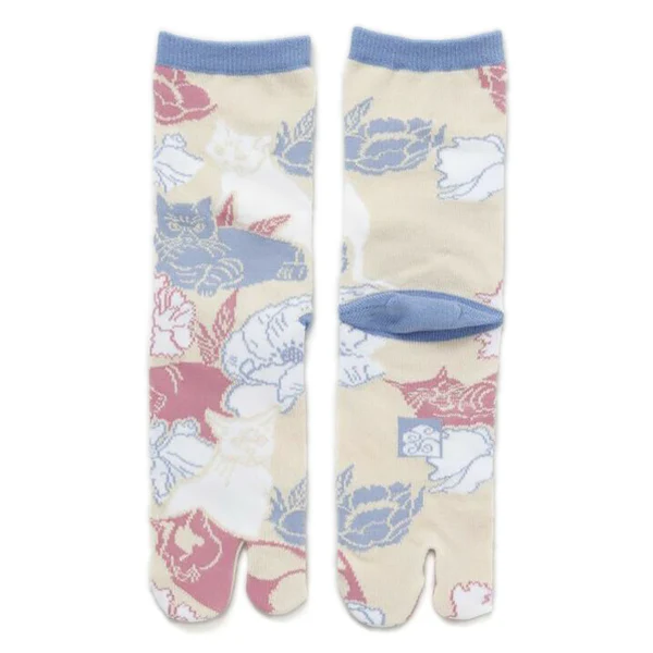 Chaussette Tabi - Cat Flower, Peach (M) - Image 2