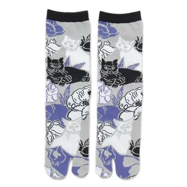 Chaussette Tabi - Cat Flower, Purple (M)