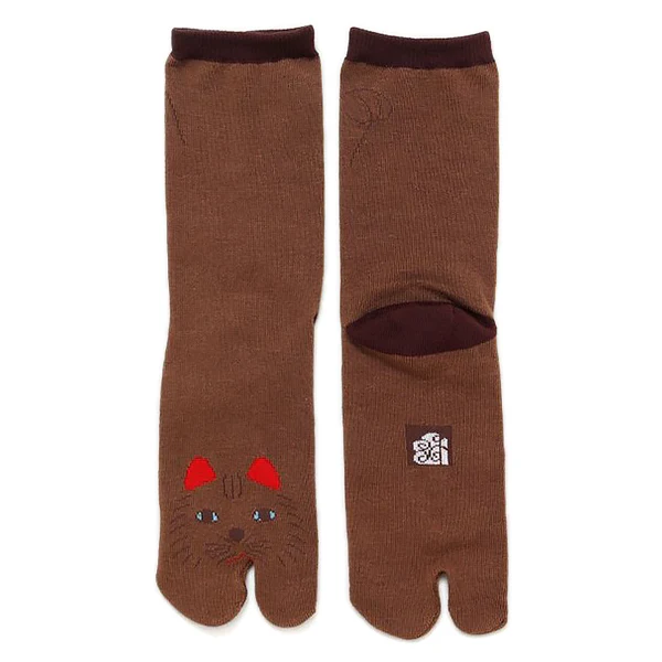 Chaussette Tabi - Chat Neko Marron (M)