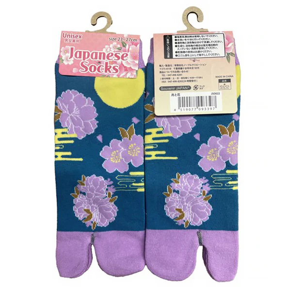 Chaussette Tabi Japanese Socks - Moon & Flower (Unisex) - Image 2