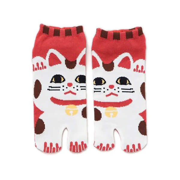 Chaussette Tabi - Maneki neko Rouge (M)