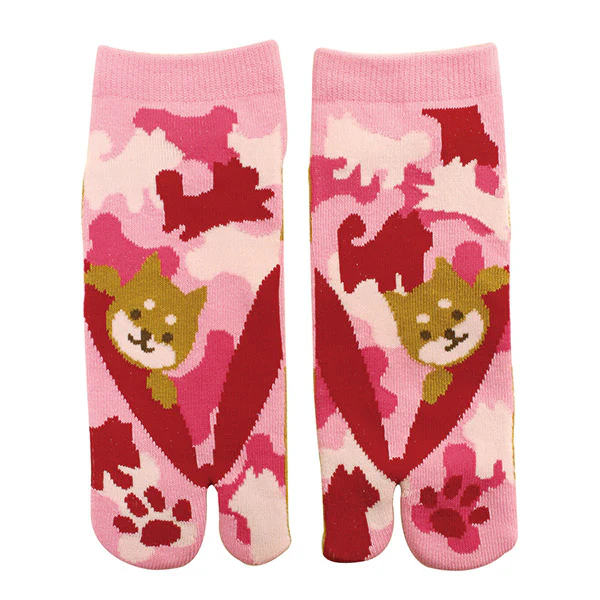 Chaussette Tabi - Shiba Inu, Rose (M)