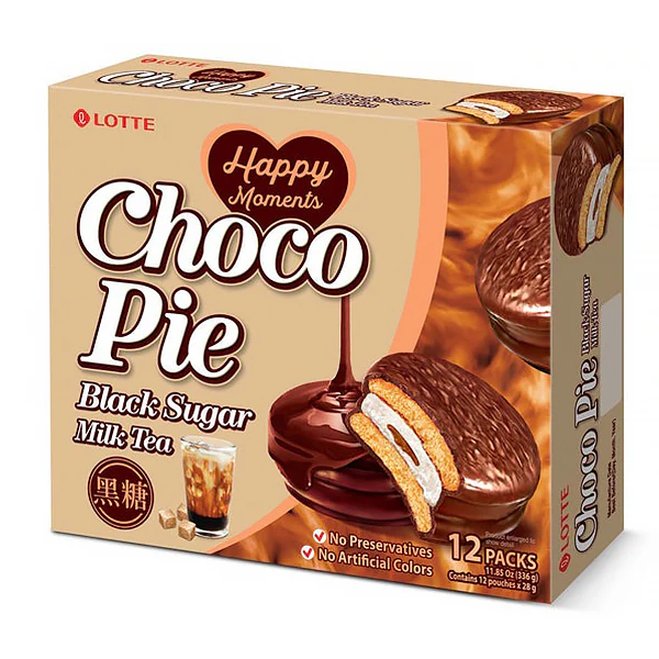 Chocopie Black Sugar Milk Tea - Lotte, 336G/12pcs - Image 2