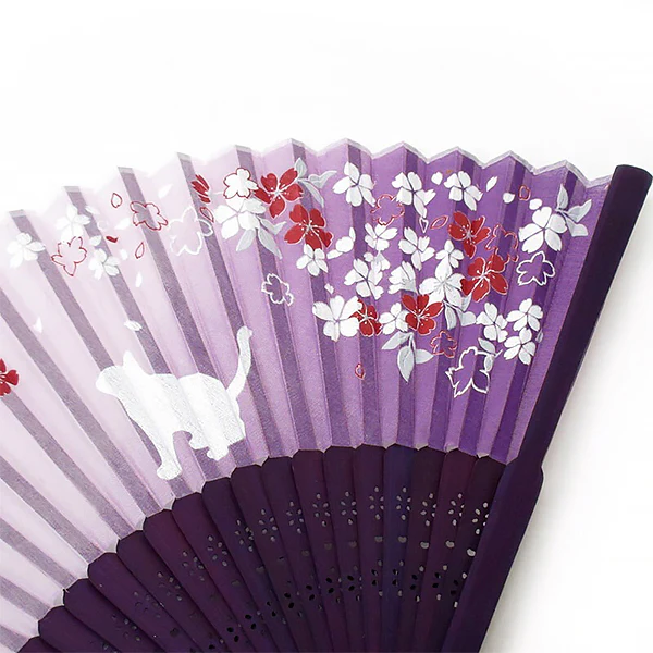 Eventail Ayame - Chat Sakura, Mauve - Image 3