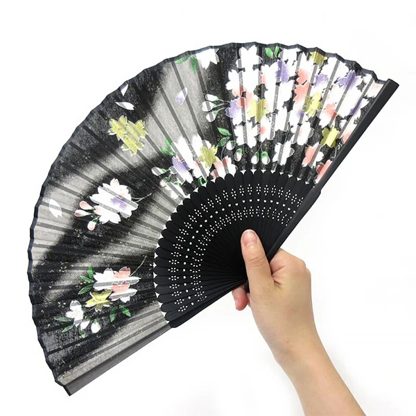 Eventail Ayame - Sakura Flower Black - Image 2