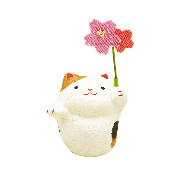 Figurine Chat Sakura, Papier Mâché