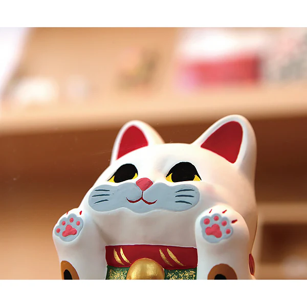 Figurine Maneki Neko - Chat Porte Bonheur, Blanc - Image 2