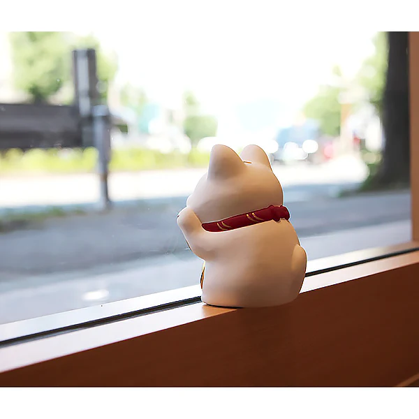 Figurine Maneki Neko - Chat Porte Bonheur, Blanc - Image 3
