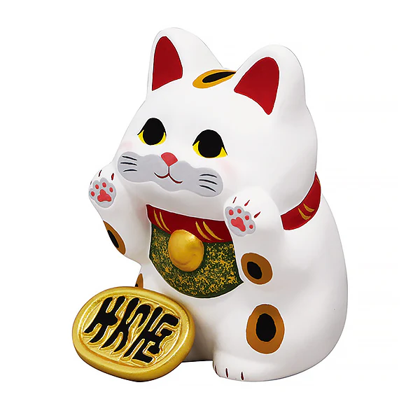 Figurine Maneki Neko - Chat Porte Bonheur, Blanc - Image 4