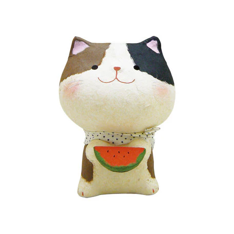 Figurine Chat Pastèque, Papier Mâché - Image 4