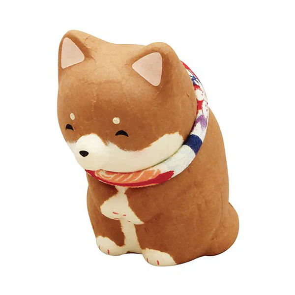 Figurine Shiba Inu Salutation - Roux, Papier Mâché