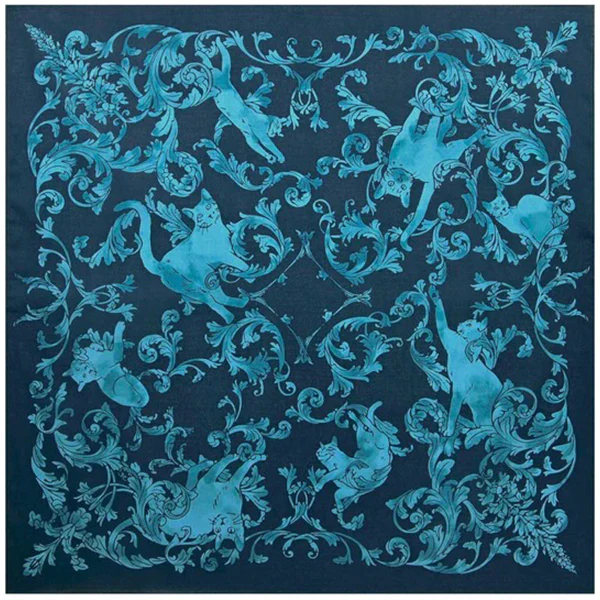Furoshiki Cat's Round Dance, 97x97cm