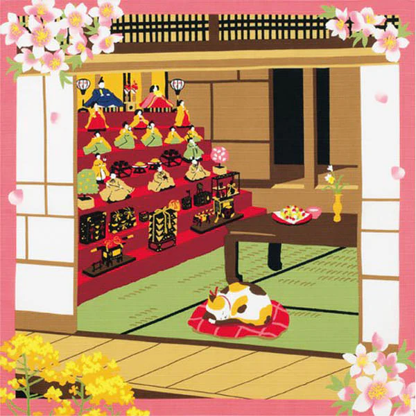 Furoshiki Chat - Hina Matsuri, 50x50cm