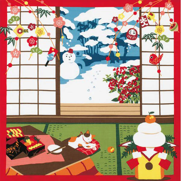 Furoshiki Chat - Nouvel An, 50x50cm