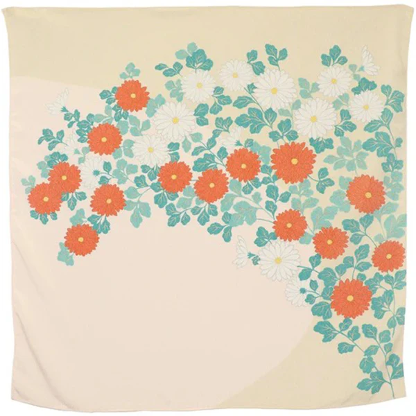 Furoshiki Chrysanthem Cream - Chirimen, 70x70cm - Image 2