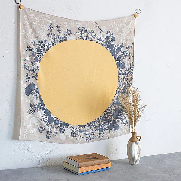 Furoshiki Flower & Moon - Chirimen, 70x70cm