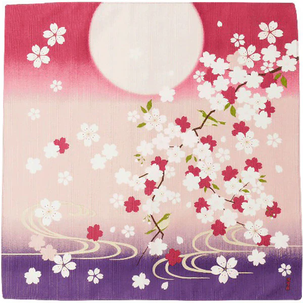 Furoshiki Kobu - Fleur de Cerisier & Rossignol, 50x50cm
