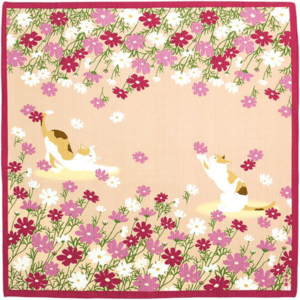 Furoshiki Kobu - Chat & Fleur de Cerisier, 50x50cm