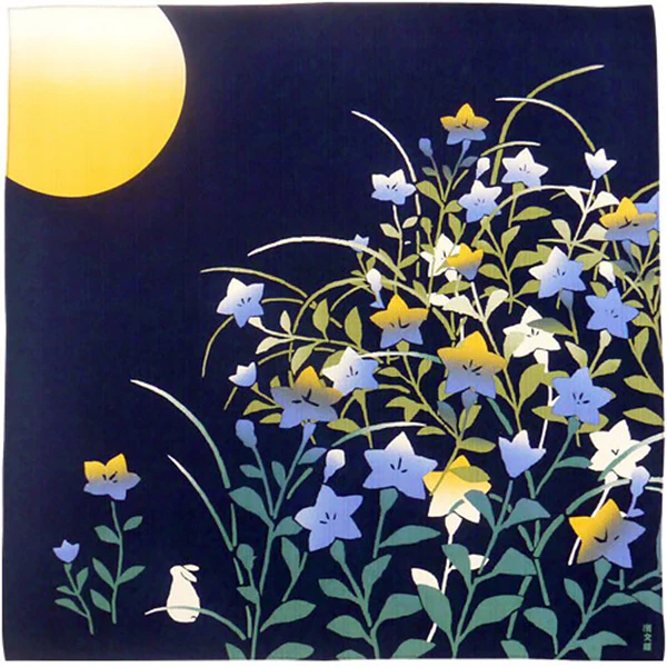 Furoshiki Kofu - Usagi Kikyo ni Tsukinagari, 50x50cm - Image 2