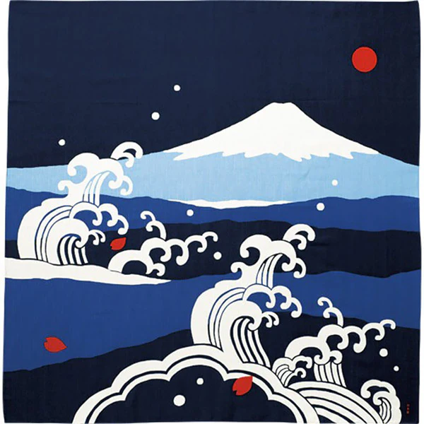 Furoshiki Kofu - Mont Fuji & Big Waves, 90x90cm