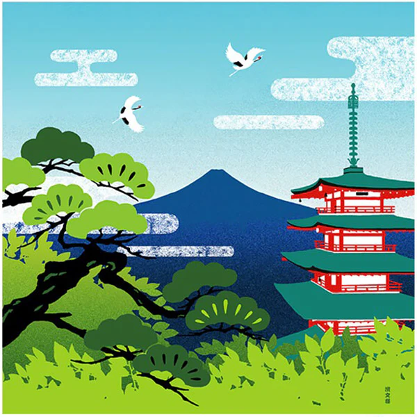 Furoshiki Kofu - Summer Five Story Pagoda Fuji, 50x50cm