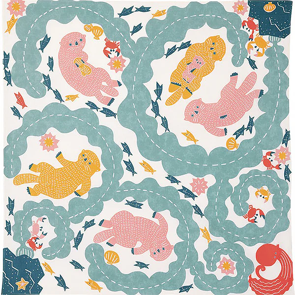 Furoshiki Loutre Bleue, 104x104cm