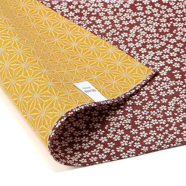 Furoshiki Réversible - Fleur de Cerisier Marron & Doré, 50x50cm