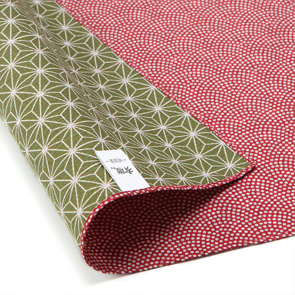 Furoshiki Réversible - Asaba Rose & Vert, 50x50cm
