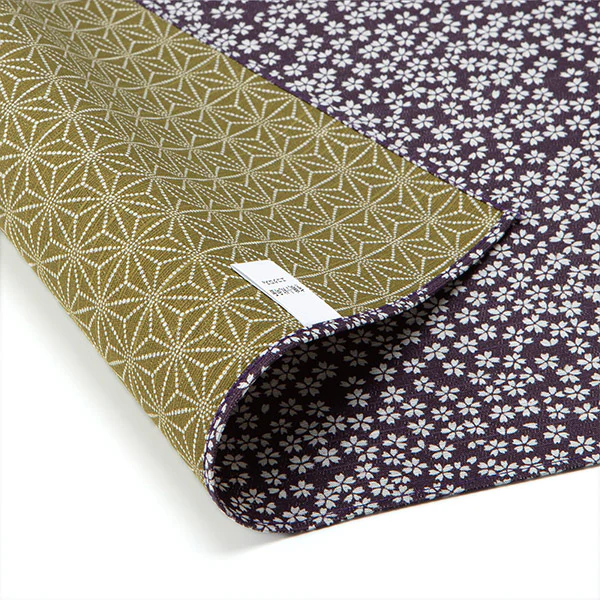 Furoshiki Réversible - Fleur de Cerisier Mauve & Vert, 50x50cm - Image 2