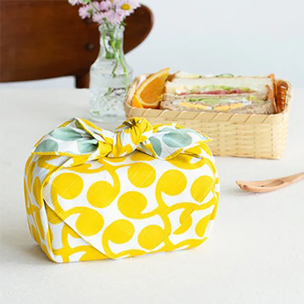 Furoshiki Réversible New Sprout - Jaune & Menthe, 48x48cm